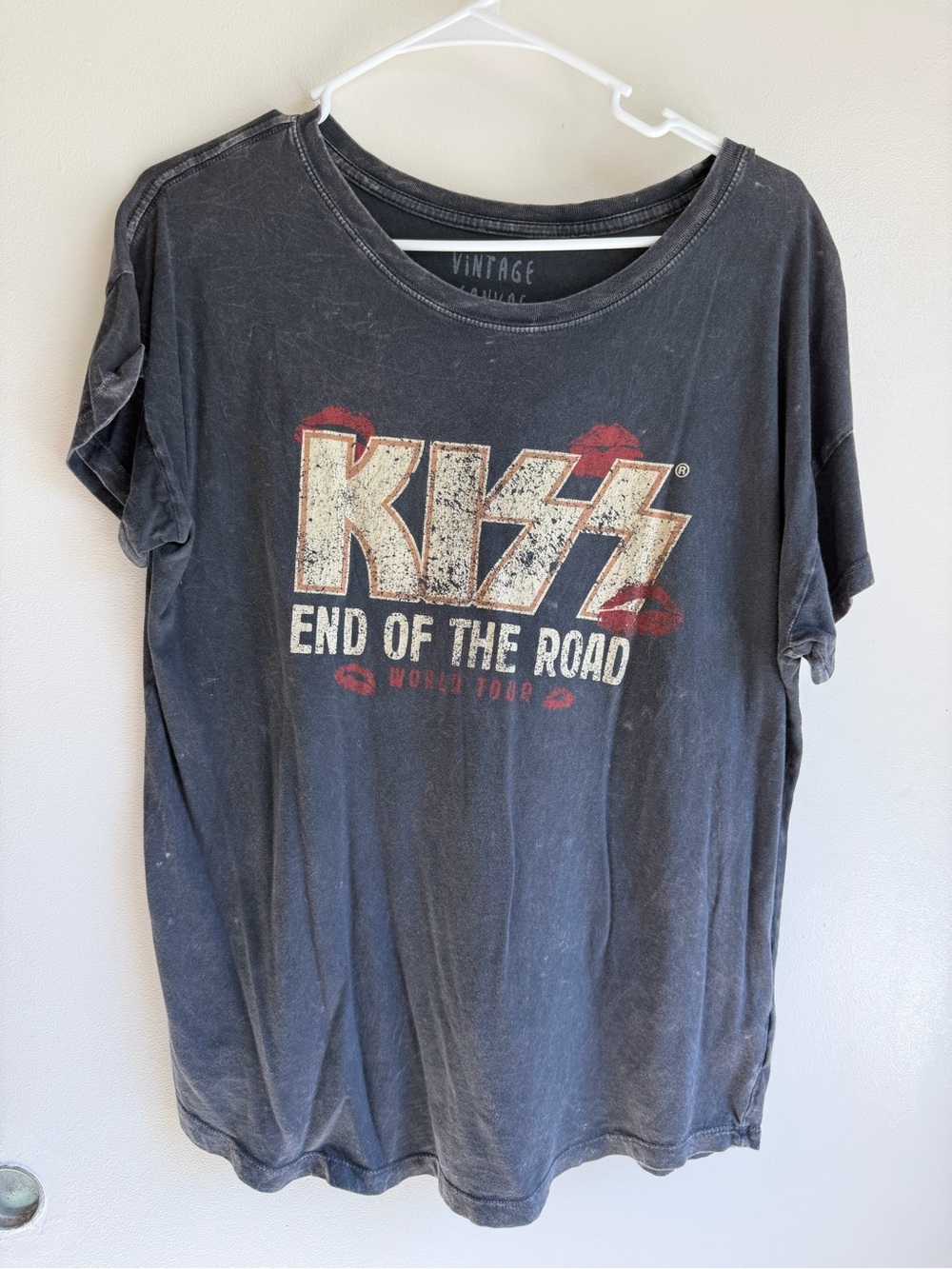 Kiss Black 'End of the Road' Short Sleeve Tee with Red Accents
